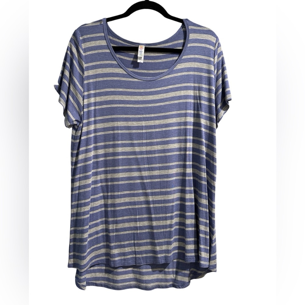 LuLaRoe XL classic tee Heather grey and purple stripe